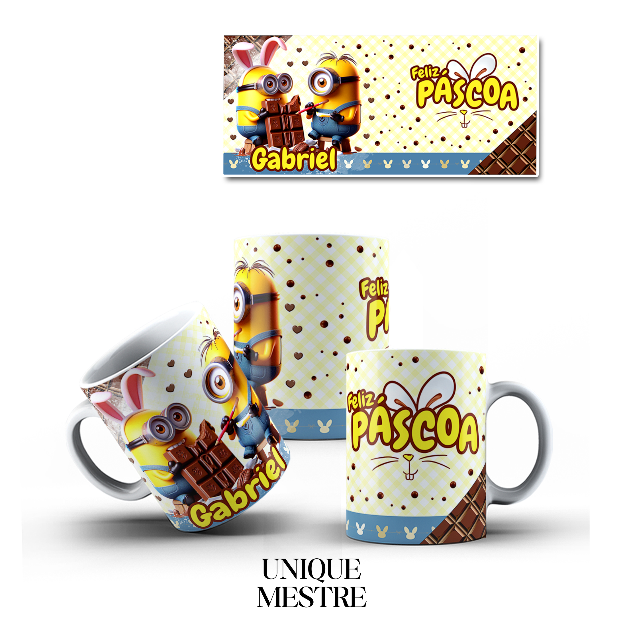 Caneca Personalizada - Coleção de Páscoa | Minions - COM NOME