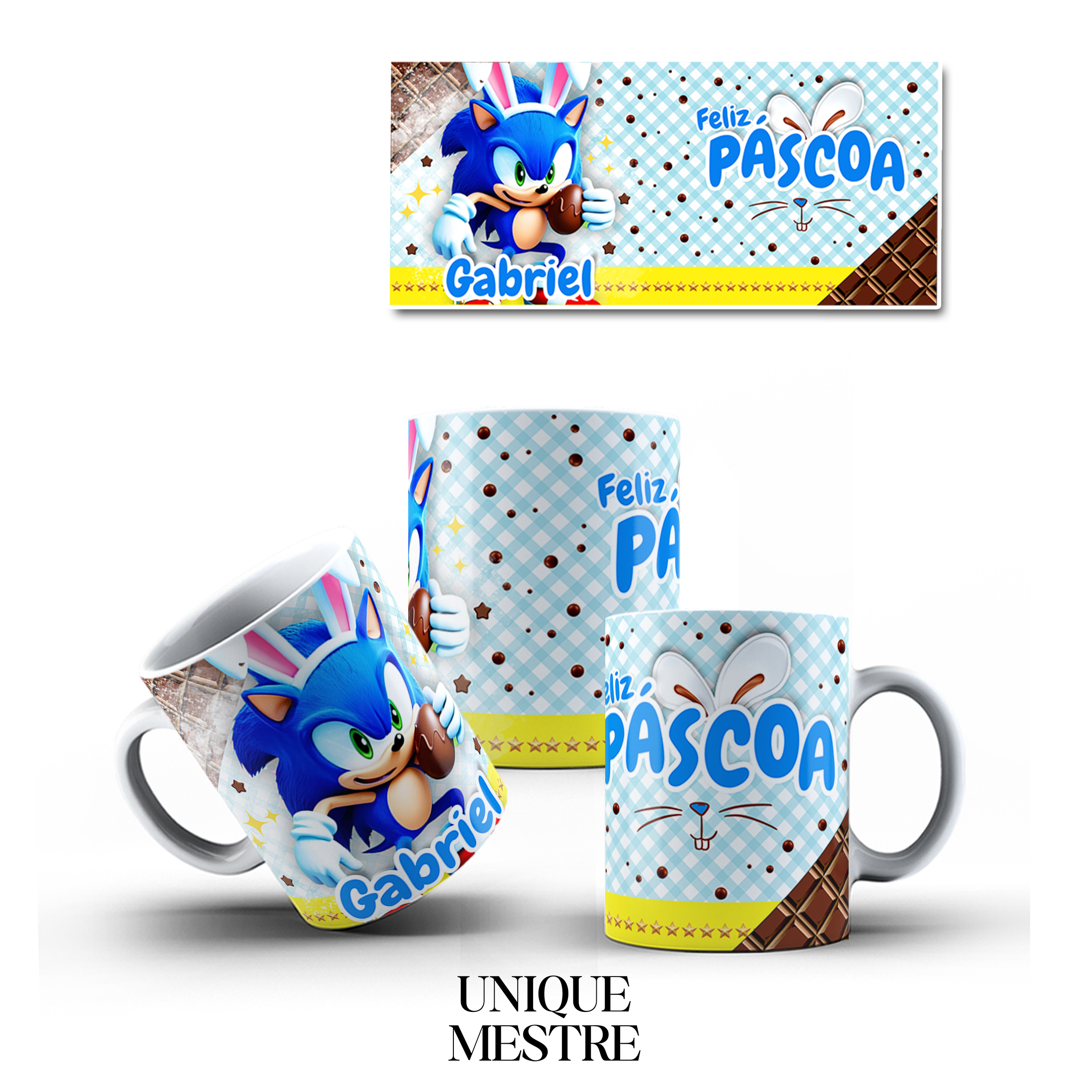 Caneca Personalizada - Coleção de Páscoa | Sonic - COM NOME