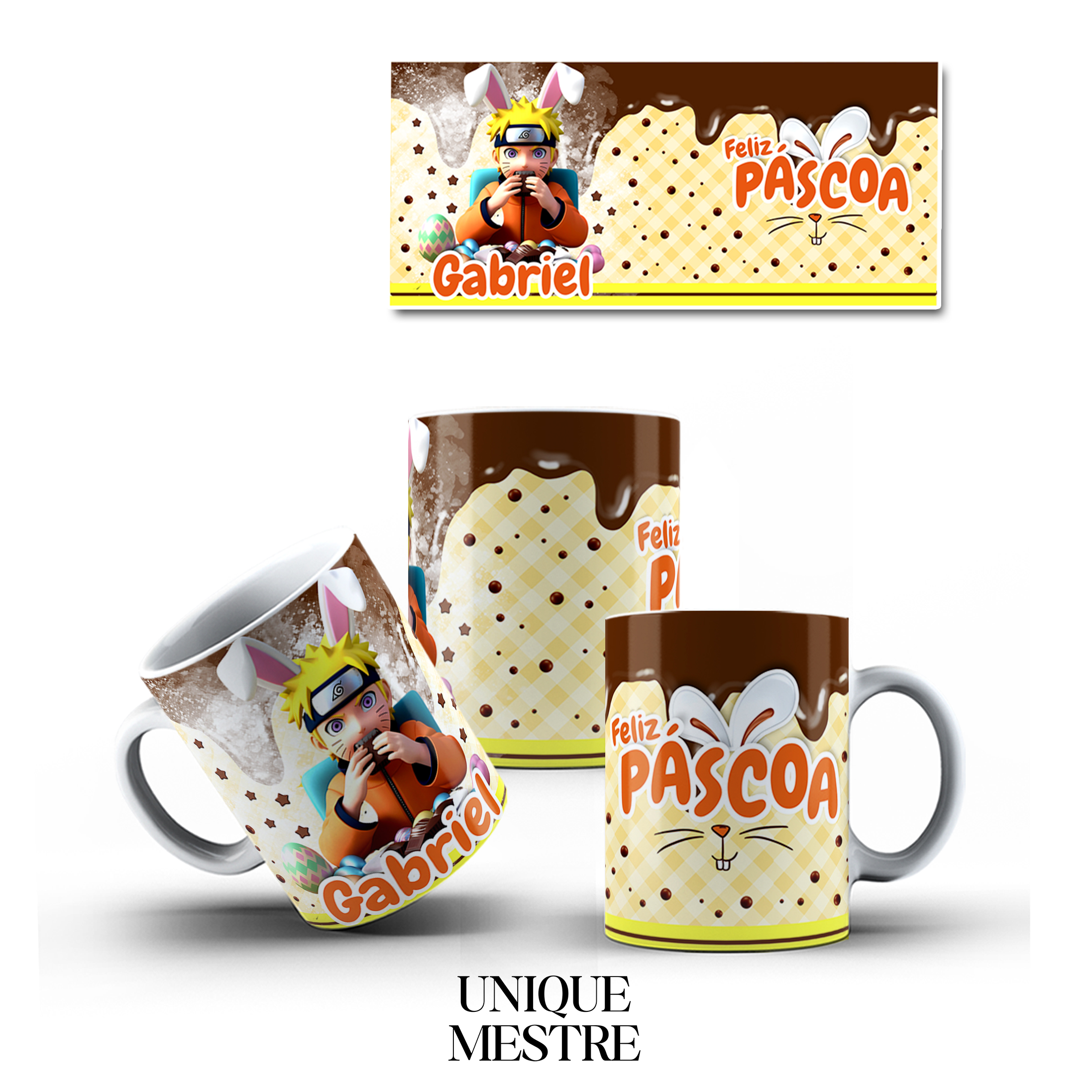 Caneca Personalizada - Coleção de Páscoa - Naruto - COM NOME