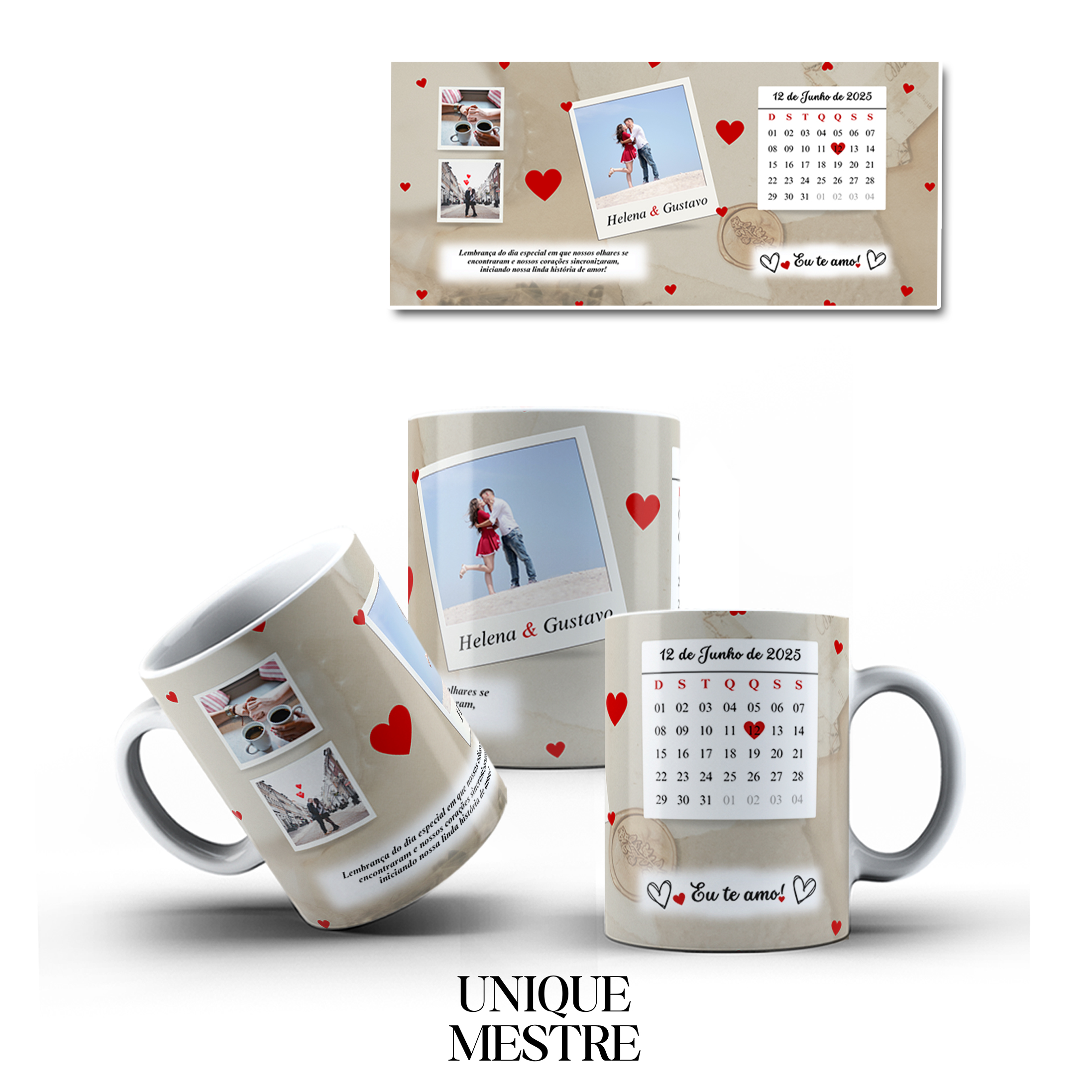 Caneca Personalizada - Coleção Dia dos Namorados | Calendário com Data Especial