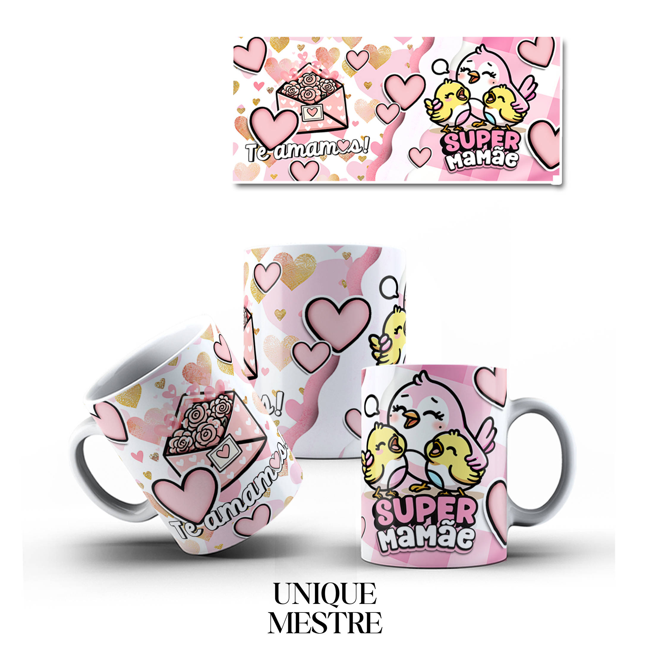 Caneca Personalizada - Dia das Mães - Te Amamos - Super Mamãe