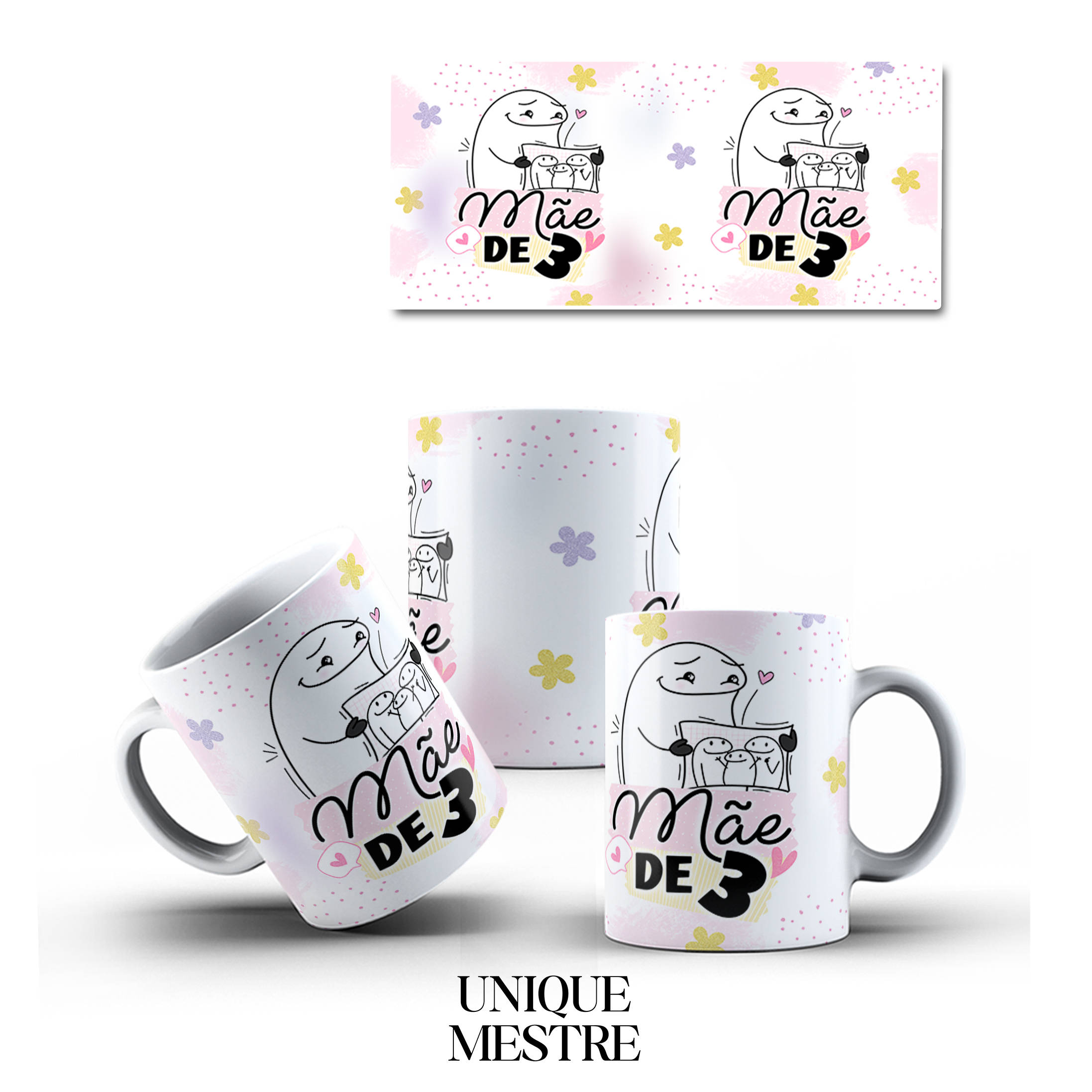 Caneca Personalizada - Dia das Mães - Mãe de 3