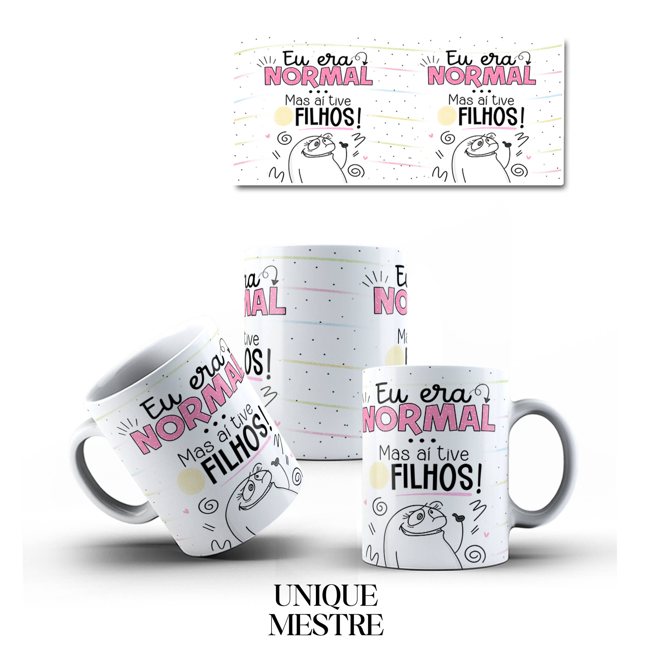 Caneca Personalizada - Dia das Mães - Eu era normal, mas aí tive ... filhos - Quantidade de filhos deseja