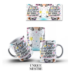 Caneca Personalizada "Amiga de Oração Você Mora no Meu Coração" | Coleção Amizade