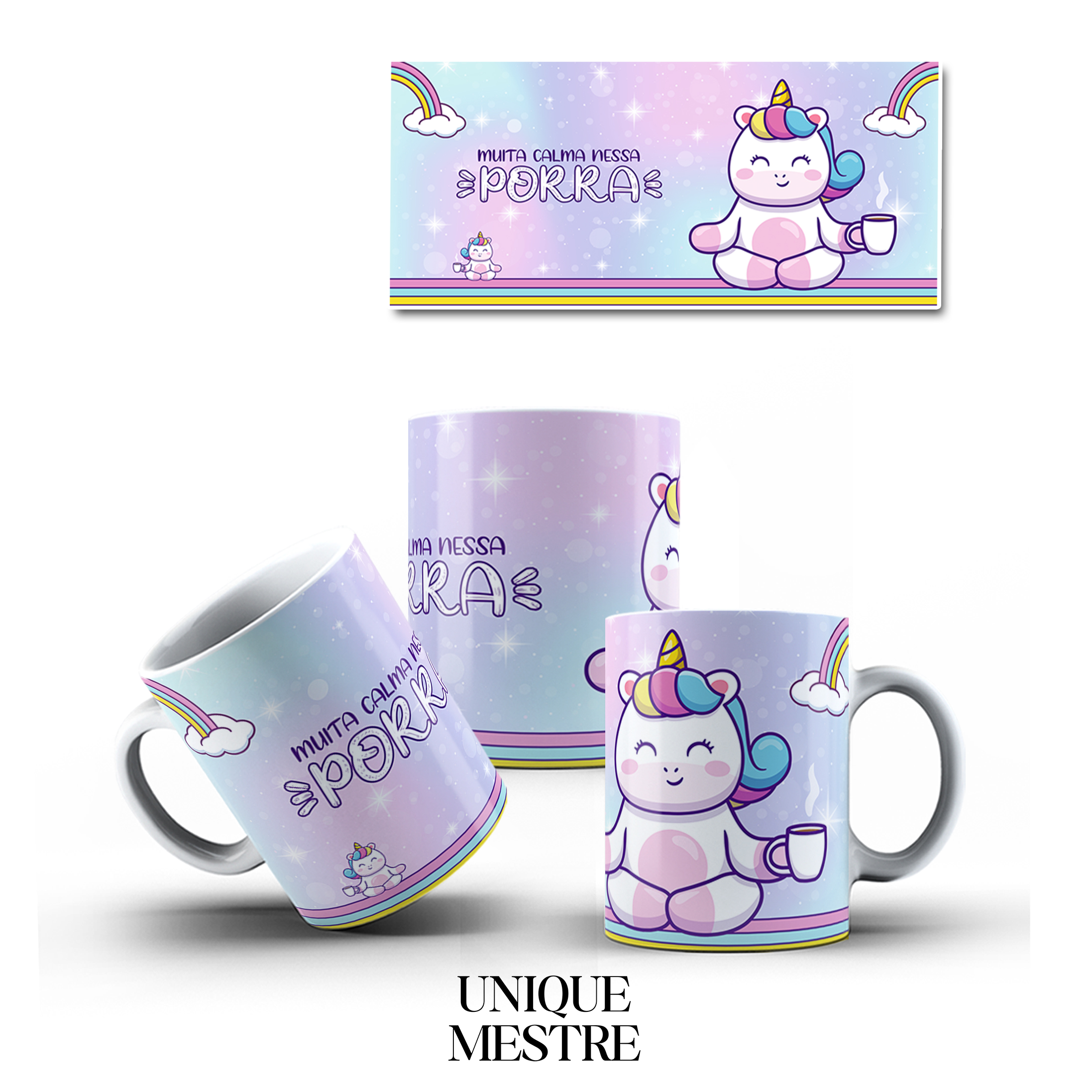 Caneca Personalizada - Coleção Unicórnios | Muita calma nessa ....